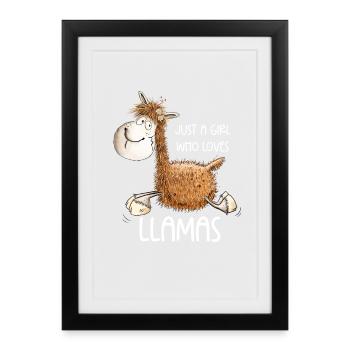 Just A Girl Who Loves Llamas - Framed poster (27 × 37 cm) - black - Front
