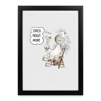 Horse in deckchair cocktail summer chilling horses - Framed poster (27 × 37 cm) - black - Front