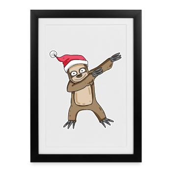 Motif de Noël paresseux - Affiche encadrée (27 × 37 cm) - noir - Devant