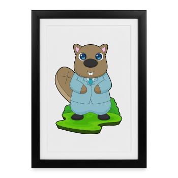Beaver Groom Costume Mariage - Affiche encadrée (27 × 37 cm) - noir - Devant