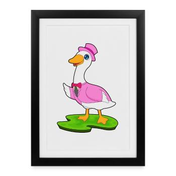 Canard Marié Chapeau Haut de forme Mariage - Affiche encadrée (27 × 37 cm) - noir - Devant