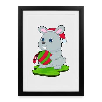 Boule de Noël de Noël Bunny - Affiche encadrée (27 × 37 cm) - noir - Devant
