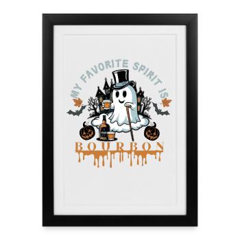 Ghost with Bourbon and Top Hat Halloween - Framed poster (27 × 37 cm) - black - Front