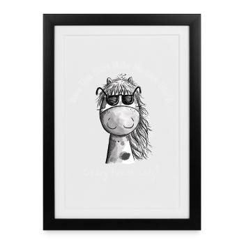 Cheval Dicton avec Motif Cheval Crazy Horse Lady - Affiche encadrée (27 × 37 cm) - noir - Devant