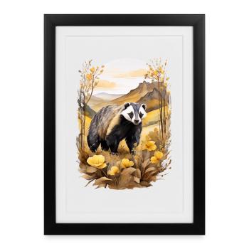 Badger in the mountains - Framed poster (27 × 37 cm) - black - Front