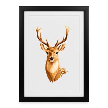 Cerf doré - Affiche encadrée (27 × 37 cm) - noir - Devant