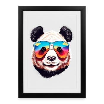 Cool Panda Bear Head with Sunglasses - Framed poster (27 × 37 cm) - black - Front