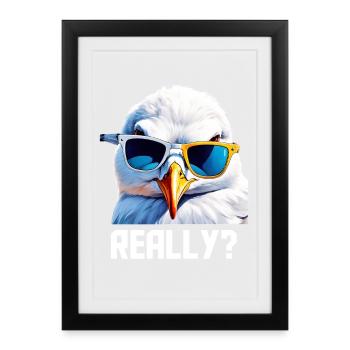 Really - Seagull with sunglasses - Framed poster (27 × 37 cm) - black - Front