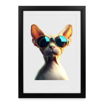 Chat Sphynx Chat Sphynx Chat Canadien Mignon Sphinx - Affiche encadrée (27 × 37 cm) - noir - Devant