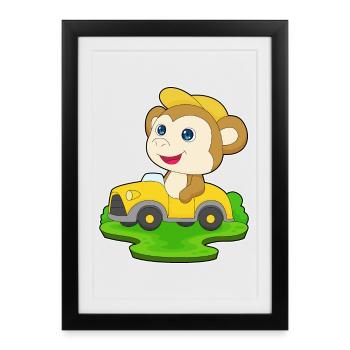 Monkey Car - Framed poster (27 × 37 cm) - black - Front