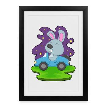Rabbit Car - Framed poster (27 × 37 cm) - black - Front