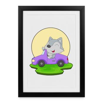 Wolf Car - Framed poster (27 × 37 cm) - black - Front