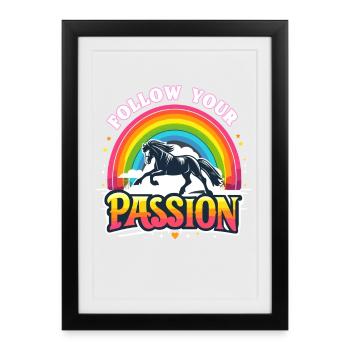 Suivez votre passion cavalier - Affiche encadrée (27 × 37 cm) - noir - Devant