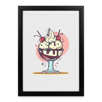 Graphique de crème glacée - Affiche encadrée (27 × 37 cm) - noir - Devant