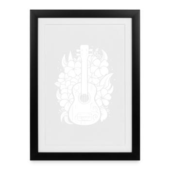 Cartoon Ukulele - Gerahmtes Poster (27 × 37 cm) - Schwarz - Vorne