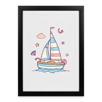 Sailing Comic Look - Framed poster (27 × 37 cm) - black - Front