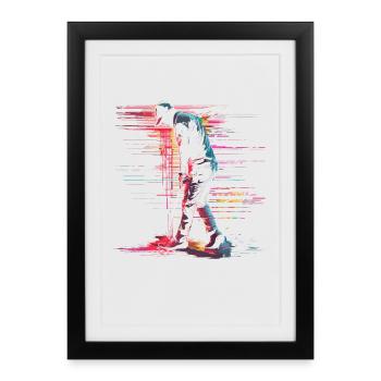 Golfeur Retrowave - Affiche encadrée (27 × 37 cm) - noir - Devant