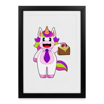 Einhorn Handtasche - Gerahmtes Poster (27 × 37 cm) - Schwarz - Vorne