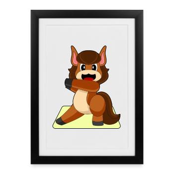 Gymnastique de fitness de yoga cheval - Affiche encadrée (27 × 37 cm) - noir - Devant