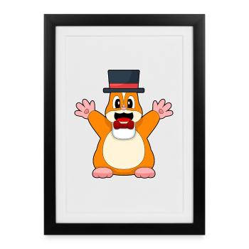 Hamster Marié Chapeau Haut de forme Mariage - Affiche encadrée (27 × 37 cm) - noir - Devant