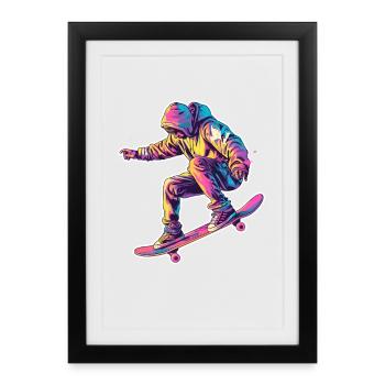 Retro Skateboarder - Framed poster (27 × 37 cm) - black - Front