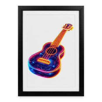 Ukulele Synthwave - Framed poster (27 × 37 cm) - black - Front
