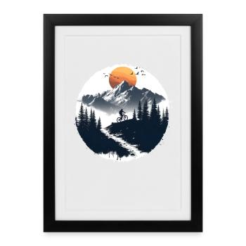 Illustration de cycliste - Affiche encadrée (27 × 37 cm) - noir - Devant