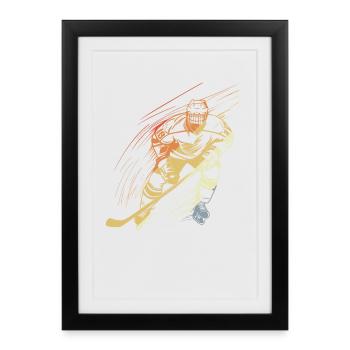 Joueur de hockey sur glace look vintage - Affiche encadrée (27 × 37 cm) - noir - Devant