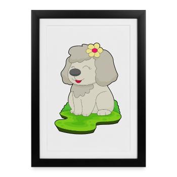 Hund Blume - Gerahmtes Poster (27 × 37 cm) - Schwarz - Vorne