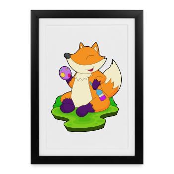 Fox Easter Painting - Framed poster (27 × 37 cm) - black - Front