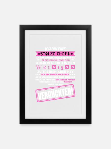 eine stolze Chefin von einer Truppe verrückter - Indrammet plakat (27 × 37 cm) - sort