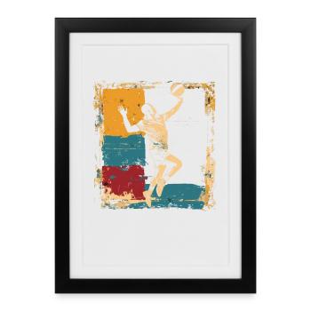 Joueur de volley-ball look années 90 - Affiche encadrée (27 × 37 cm) - noir - Devant