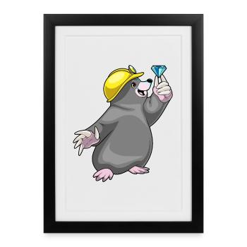 Mole Miner Jewel Mining - Framed poster (27 × 37 cm) - black - Front