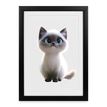Chat Ragdoll Chat Ragdoll Chat Mignon Chats Ragdoll - Affiche encadrée (27 × 37 cm) - noir - Devant