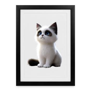 Chat Ragdoll Chat Ragdoll Chat Mignon Chats Ragdoll - Affiche encadrée (27 × 37 cm) - noir - Devant