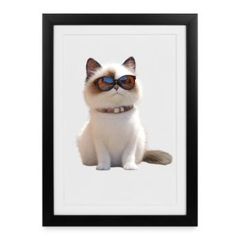 Chat Ragdoll Chat Ragdoll Chat Mignon Chats Ragdoll - Affiche encadrée (27 × 37 cm) - noir - Devant