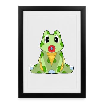 Sucette Turtle Baby - Affiche encadrée (27 × 37 cm) - noir - Devant