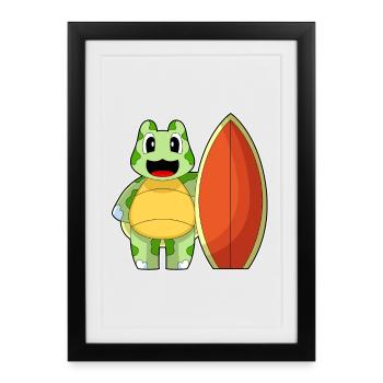 Été de surf de surf sur la tortue - Affiche encadrée (27 × 37 cm) - noir - Devant