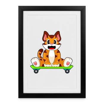 Tiger Skater Skateboard - Framed poster (27 × 37 cm) - black - Front