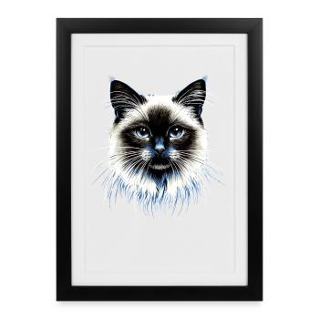 Birman Cat Sacred Birman Cat Cute Birman Cats - Framed poster (27 × 37 cm) - black - Front