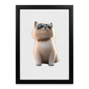 Chat Birman Chat Birman Sacré Chat Birman Mignon Chats Birmans - Affiche encadrée (27 × 37 cm) - noir - Devant