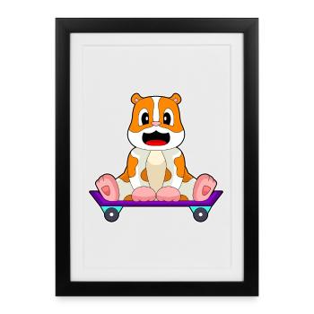 Hamster Skater Skateboard - Affiche encadrée (27 × 37 cm) - noir - Devant