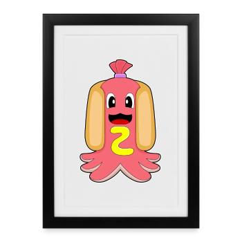 Hot-dog au poulpe - Affiche encadrée (27 × 37 cm) - noir - Devant