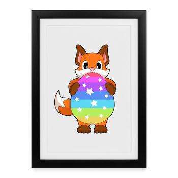 Fuchs Ostern Osterei - Gerahmtes Poster (27 × 37 cm) - Schwarz - Vorne
