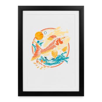 Illustration de poisson - Affiche encadrée (27 × 37 cm) - noir - Devant