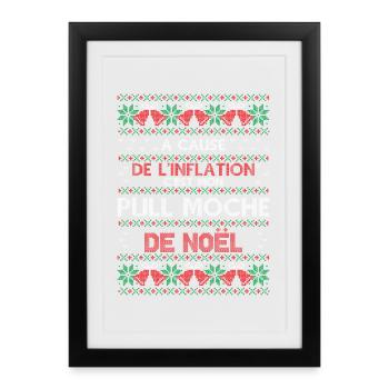 Pull Moche De Noël Humour Cadeau Noel Famille - Affiche encadrée (27 × 37 cm) - noir - Devant