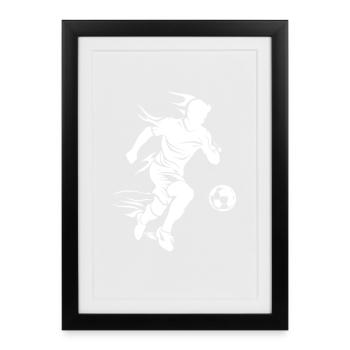 Fußballspieler Zeichnung - Gerahmtes Poster (27 × 37 cm) - Schwarz - Vorne