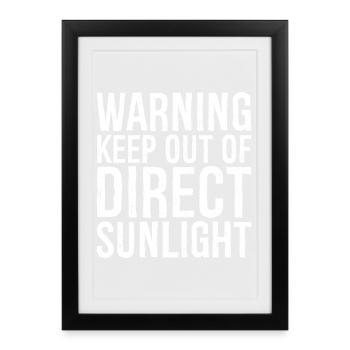 warning keep out of direct sunlight funny - Framed poster (27 × 37 cm) - black - Front