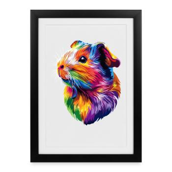 Cochon d’Inde Rongeurs Capybara Rongeur mignon - Affiche encadrée (27 × 37 cm) - noir - Devant