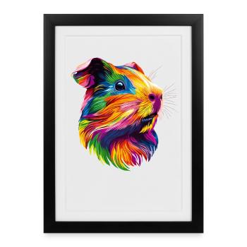 Cochon d’Inde Rongeurs Capybara Rongeur mignon - Affiche encadrée (27 × 37 cm) - noir - Devant